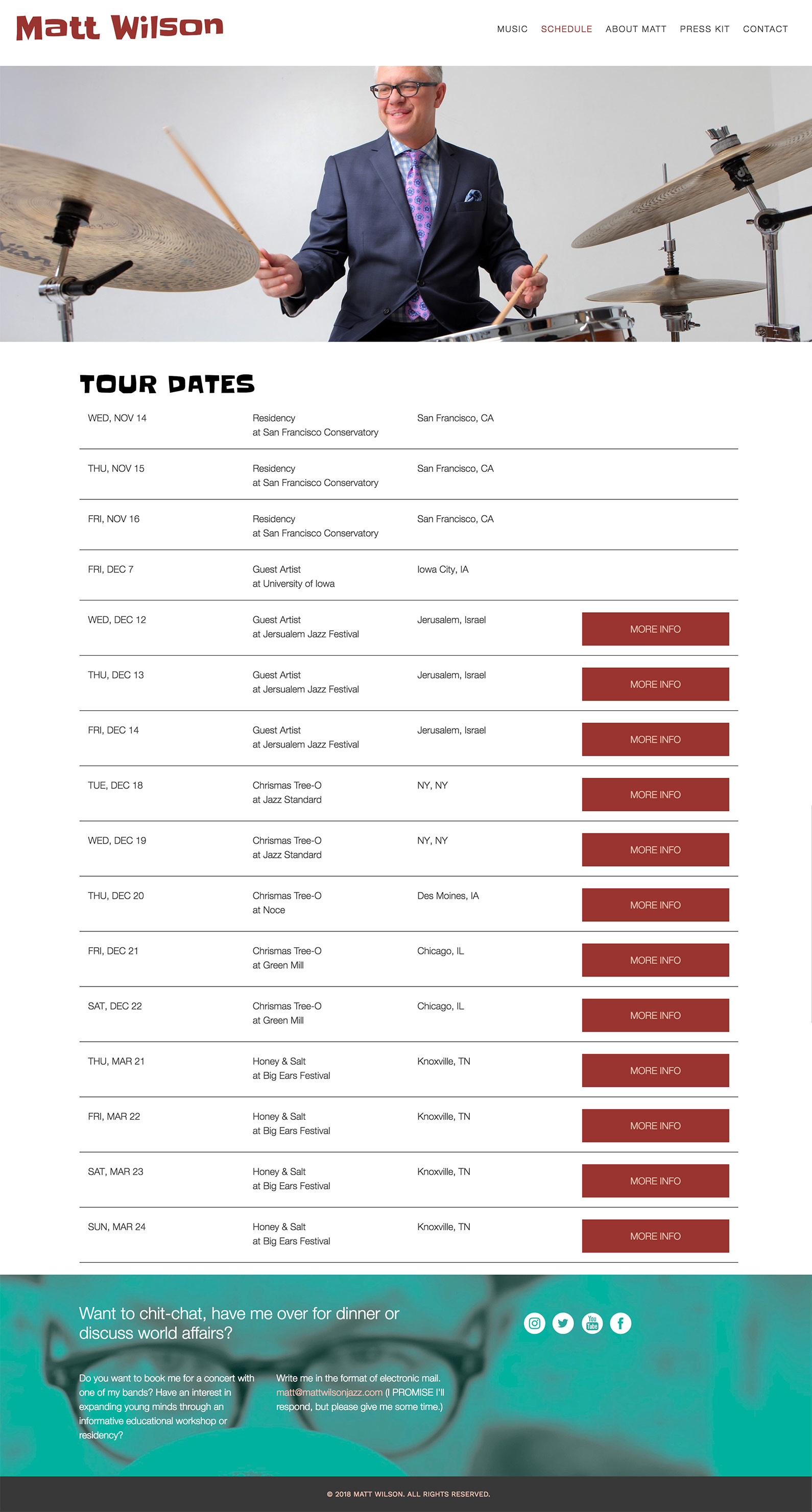 website tour dates layout